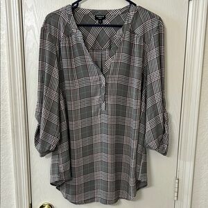 Torrid Harper Georgette Gray 3/4 Sleeve Relaxed Blouse Size 2